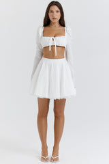 white bow mini skirt