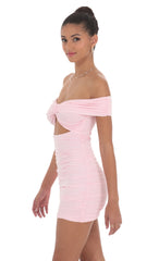 Off Shoulder Cutout Bodycon Dress in Pink