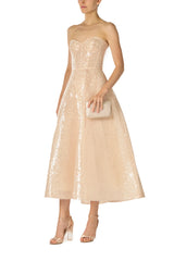 Sequin Tulle Tea Length Dress