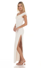 Off Shoulder Twist Maxi Dress in White