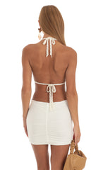 Crochet Cut-Out Mini Dress in Ivory