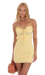 Eyelet Ruffle Dress in Yellow