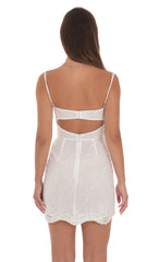 Black Ribbon Embroidered Dress in White