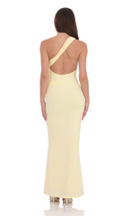 Conch One Shoulder Maxi Dress in Yellow