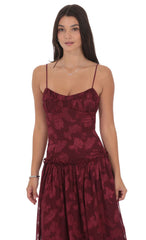 Floral Chiffon Maxi Dress in Burgundy