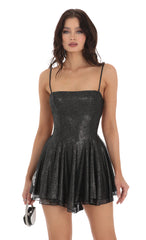 Shimmer Flare Dress in Black