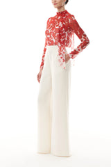 Rose Petal Scarf Neck Blouse