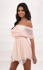 Strapless Chiffon Dress in Pink
