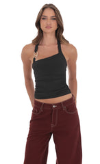 Halter Embellished Top in Black