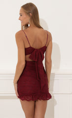 Lace Bodycon Dress in Maroon