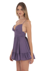 Chiffon V-Neck A-line Dress in Purple