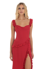 Ruffle Dress in Red