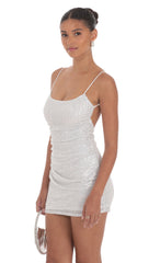 Silver Sequin Bodycon Dress in White