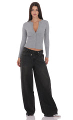 Cinched Knit Cardigan in Heather Grey