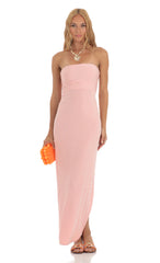 Slinky Strapless Dress in Pink