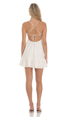Front Tie Babydoll Dress in White