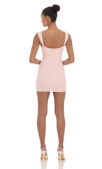 Shoulder Ties Bodycon Dress in Pink