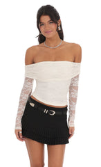 Lace Off Shoulder Top in Ivory
