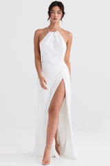 ivory thigh slit maxi dress