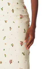 Embroidered Linen Cocktail Dress