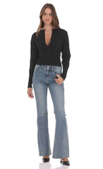 Cinched Knit Cardigan in Black