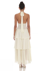 Smocked Halter Maxi Dress in Cream