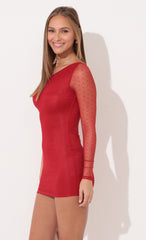 One Shoulder Cutout Dress in Red