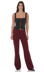 Ruched Button Top in Black