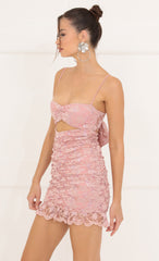 Sequin Lace Bodycon Dress in Pink