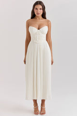 ivory pleated maxi dress