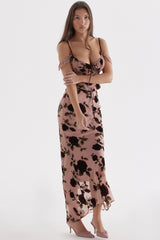 dusty pink devore maxi skirt