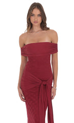 Lace Tassel Wrap Maxi Dress in Maroon