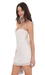 Shimmer Front Twist Dress in White