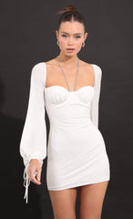Long Sleeve Bodycon Dress in White