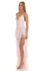 Mesh Maxi Dress in Pink