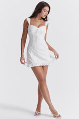 white embroidered mini dress