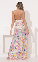 Sequin Maxi Dress in White Multicolor