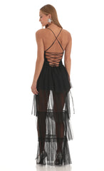 Mesh Maxi Dress in Black