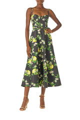 Noir Lemon Print Corseted Dress