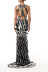 Silver Deco Embroidered Gown