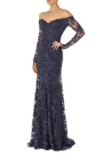 Embroidered Tulle Gown