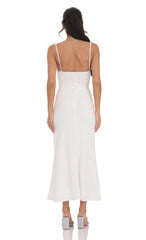 Ruched Cowl Neck Maxi Dress in White