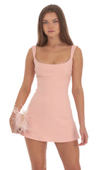 Wide Strap Flare Dress in Dusty Pink