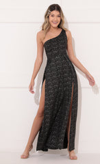 Shoulder Maxi in Black Shimmer