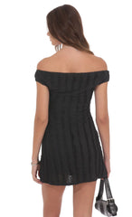 Off Shoulder Lace Dress in Black