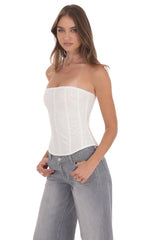 Sheer Mesh Strapless Corset Top in White