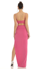Rhinestone Strap Maxi Dress in Hot Pink