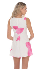 Floral High Neck Dress in White