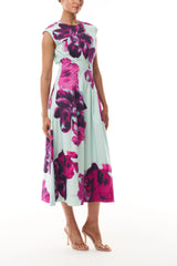 Electric Floral Pleated Day Dress