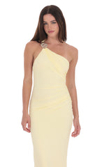 Conch One Shoulder Maxi Dress in Yellow